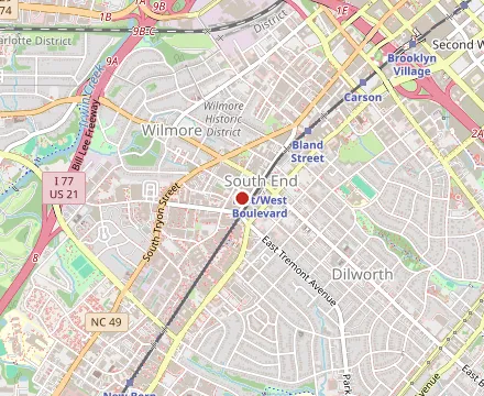 Map showing Barcelona Wine Bar Charlotte
