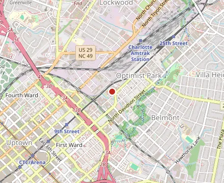 Map showing Harriet's Hamburgers